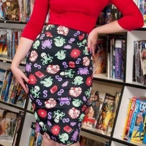 Pinup Girl Laura Byrnes Baby Cthulhu Pencil Skirt